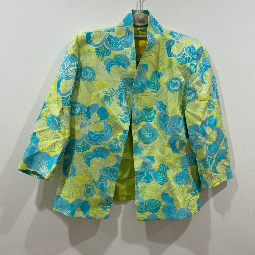 Floral Women's Blazer in Blue and Yellow Flores & Flores